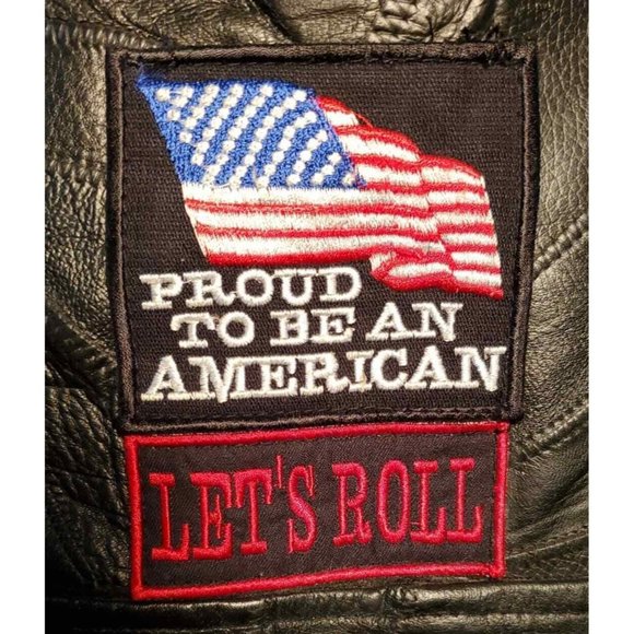 BIKER JACKET DIAMOND PLATE ROCK DESIGN GENUINE BUFFALO LEATHER  SIZE LARGE - Picture 7 of 11